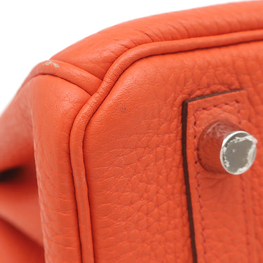 エルメス HERMES バーキン 25 カプシーヌ トゴ ハンドバッグ シルバー金具 赤