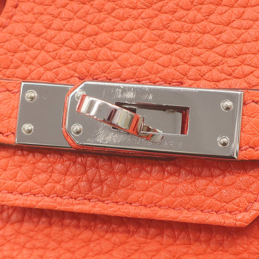 エルメス HERMES バーキン 25 カプシーヌ トゴ ハンドバッグ シルバー金具 赤