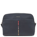 ポールスミス Paul Smith インセットクロスオーバーストライプ ショルダー ネイビー レザー ショルダーバッグ ゴールド金具 紺 マルチカラー