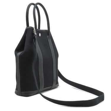 エルメス HERMES ガーデンファイル PM ブラック ネゴンダ トワルミリタリー 2WAYバッグ シルバー金具 黒 ハンドバッグ ショルダー トワルミリテール