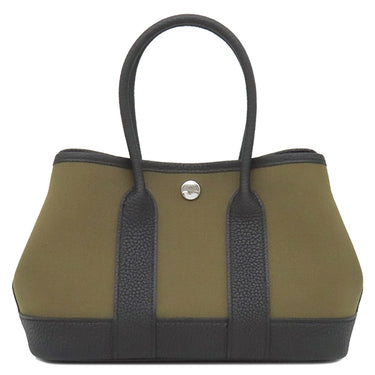 エルメス HERMES ネオ ガーデン23 オリーブ×ブラック トワルオフィシエ ネゴンダ ハンドバッグ シルバー金具 ガーデンパーティーミニ 2026年製