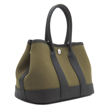 エルメス HERMES ネオ ガーデン23 オリーブ×ブラック トワルオフィシエ ネゴンダ ハンドバッグ シルバー金具 ガーデンパーティーミニ 2026年製