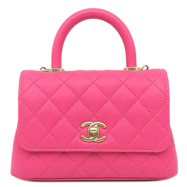シャネル CHANEL マトラッセ ココハンドル 19 XXS AS2215 ピンク キャビアスキン 2WAYバッグ ゴールド金具 トップハンドル