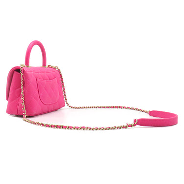 シャネル CHANEL マトラッセ ココハンドル 19 XXS AS2215 ピンク キャビアスキン 2WAYバッグ ゴールド金具 トップハンドル