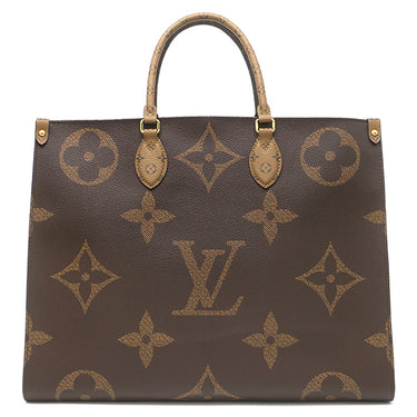 ルイヴィトン LOUIS VUITTON オンザゴー GM M45320 モノグラム モノグラムキャンバス モノグラムリバースキャンバス トートバッグ ゴールド金具 肩掛け 茶