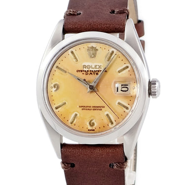 腕時計 ロレックス ROLEX オイスター パーペチュアル デイト 1500 5番台 自動巻き メンズ OH済 トロピカル 5番台 ヴィンテージ レトロ