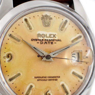腕時計 ロレックス ROLEX オイスター パーペチュアル デイト 1500 5番台 自動巻き メンズ OH済 トロピカル 5番台 ヴィンテージ レトロ