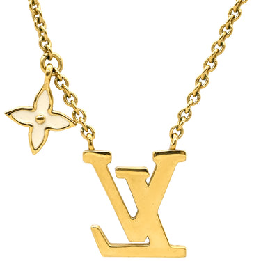 ルイヴィトン LOUIS VUITTON LV アイコニック エナメル M01092 ホワイト×ゴールド エナメル GP ネックレス LVイニシャル モノグラムフラワー