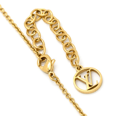 ルイヴィトン LOUIS VUITTON LV アイコニック エナメル M01092 ホワイト×ゴールド エナメル GP ネックレス LVイニシャル モノグラムフラワー