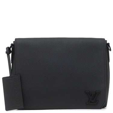 ルイヴィトン LOUIS VUITTON テイクオフ メッセンジャー M57080 ブラック グレインレザー ショルダーバッグ マットブラック金具 黒 斜め掛け
