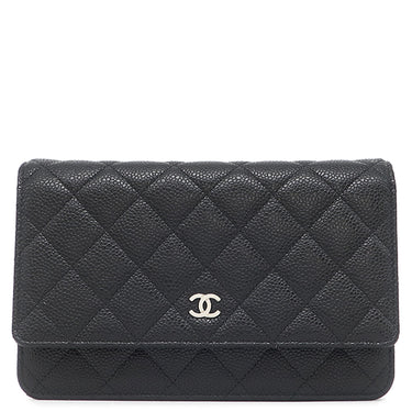シャネル CHANEL マトラッセ チェーンウォレット AP0250 ブラック キャビアスキン チェーンウォレット シルバー金具 黒 ココマーク