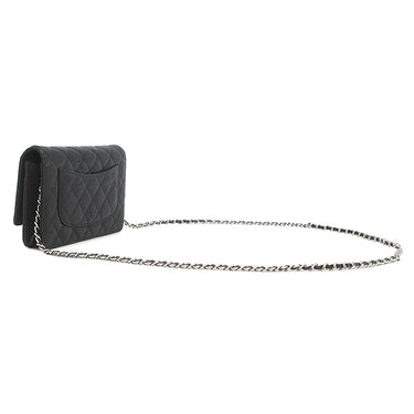 シャネル CHANEL マトラッセ チェーンウォレット AP0250 ブラック キャビアスキン チェーンウォレット シルバー金具 黒 ココマーク