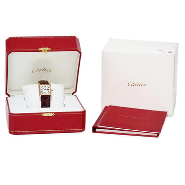 腕時計 カルティエ Cartier タンク ルイ カルティエ LM WGTA0011 手巻き メンズ レディース OH済 K18PG無垢 ギョーシェ 青針