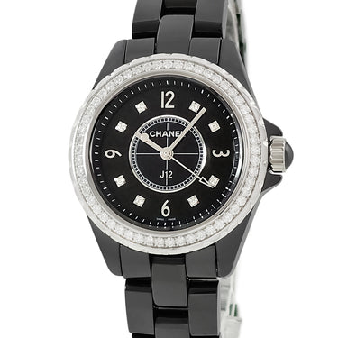 腕時計 シャネル CHANEL J12 33mm H3108 クオーツ レディース 純正ダイヤ ブラック セラミック 黒 アラビア