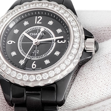 腕時計 シャネル CHANEL J12 29mm H2571 クオーツ レディース 純正ダイヤ ブラック セラミック 黒 アラビア