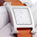 腕時計 エルメス HERMES Hウォッチ PM HH1.210 クオーツ レディース ホワイト アラビア スクエア H型