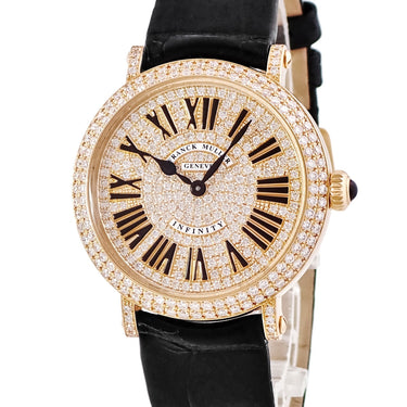 腕時計 フランクミュラー FRANCK MULLER インフィニティ ラウンド ロンド 8035QZRDCD クオーツ メンズ レディース K18PG無垢 純正ダイヤ