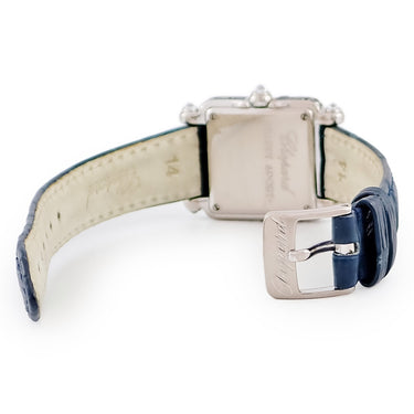 腕時計 ショパール CHOPARD ハッピースポーツ 27/6852-415 クオーツ レディース K18WG無垢 純正ダイヤ&ブラックダイヤ スクエア