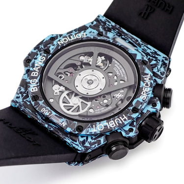 腕時計 ウブロ HUBLOT ビッグバン ウニコ カーボン スカイブルー 421.QL.1110.RX.JPN 自動巻き メンズ 新品同様 水色 ブラック 限定