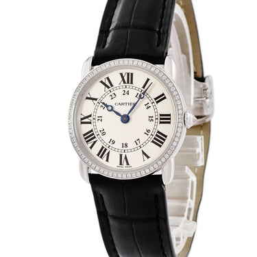 腕時計 カルティエ Cartier ロンド ルイ カルティエ SM WR000251 クオーツ レディース K18WG無垢 純正ダイヤ アイボリー 青針