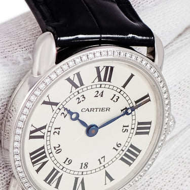 腕時計 カルティエ Cartier ロンド ルイ カルティエ SM WR000251 クオーツ レディース K18WG無垢 純正ダイヤ アイボリー 青針