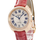 腕時計 カルティエ Cartier クレ ドゥ カルティエ 35mm WJCL0013 自動巻き レディース K18PG無垢 純正ダイヤ デイト ローマン 青針