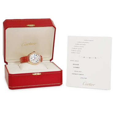 腕時計 カルティエ Cartier クレ ドゥ カルティエ 35mm WJCL0013 自動巻き レディース K18PG無垢 純正ダイヤ デイト ローマン 青針