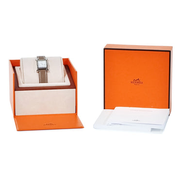 腕時計 エルメス HERMES Hウォッチ PM HH1.210 クオーツ レディース シルバー アラビア スクエア H型