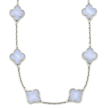 ヴァンクリーフアーペル Van Cleef & Arpels ヴィンテージ アルハンブラ 10モチーフ VCARD34800 ブルー×ホワイトゴールド K18WG カルセドニー ネックレス 青 18K 750WG カルセドニー