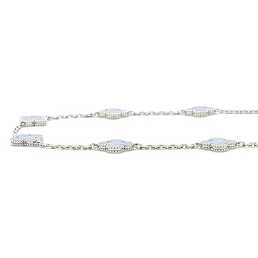 ヴァンクリーフアーペル Van Cleef & Arpels ヴィンテージ アルハンブラ 10モチーフ VCARD34800 ブルー×ホワイトゴールド K18WG カルセドニー ネックレス 青 18K 750WG カルセドニー