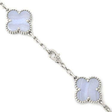 ヴァンクリーフアーペル Van Cleef & Arpels ヴィンテージ アルハンブラ 10モチーフ VCARD34800 ブルー×イエローゴールド K18YG カルセドニー ネックレス 青 18K 750YG カルセドニー