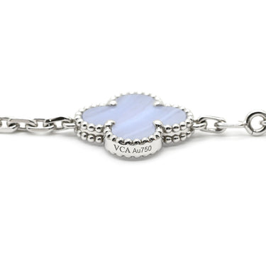 ヴァンクリーフアーペル Van Cleef & Arpels ヴィンテージ アルハンブラ 10モチーフ VCARD34800 ブルー×イエローゴールド K18YG カルセドニー ネックレス 青 18K 750YG カルセドニー