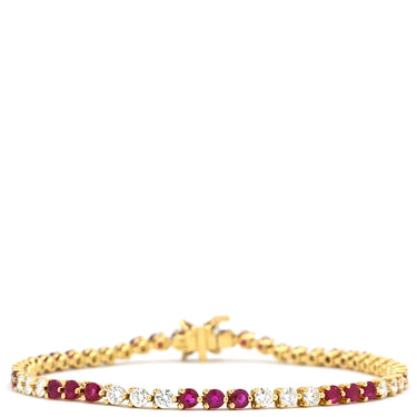 ティファニー Tiffany & Co ビクトリア レッド×イエローゴールド K18YG ブレスレット ルビー ダイア 750 18K YG