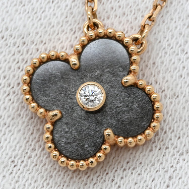 ヴァンクリーフアーペル Van Cleef & Arpels ヴィンテージ アルハンブラ VCARP9T000 グレーXローズゴールド K18PG シルバーオブシディアン ネックレス シルバーオブシディアン 750PG 2023ホリデー ダイヤ