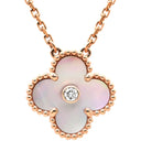 ヴァンクリーフアーペル Van Cleef & Arpels ヴィンテージ アルハンブラ VCARPMOP00 ピンクXローズゴールド K18PG ダイヤモンド ピンクマザーオブパール ネックレス 2025年ホリデー限定 ピンクシェル 1Pダイヤ 18K
