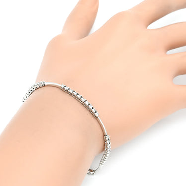 ライン LINE ステーション セミエタニティ テニス ホワイトゴールド K18WG ダイヤモンド ブレスレット ダイヤモンド Au750 18K 18金 ライン バー