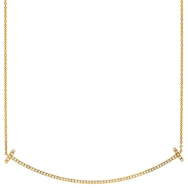 ティファニー Tiffany & Co T スマイル ペンダント ダイヤ ラージ イエローゴールド K18YG ダイヤモンド ネックレス T&Co. T smile K18YG Au750 18K 18金