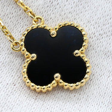 ヴァンクリーフアーペル Van Cleef & Arpels ヴィンテージ アルハンブラ ペンダント VCARA45800 ブラック×イエローゴールド K18YG オニキス ネックレス Au750 18K 黒 オニキス