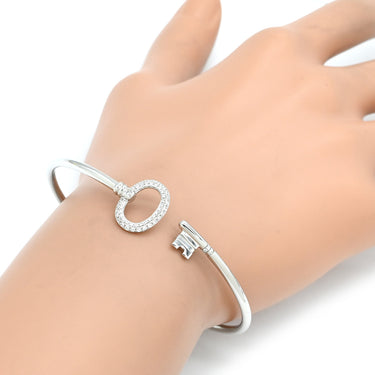 ティファニー Tiffany & Co オーバルキー ワイヤー ダイヤ ホワイトゴールド K18WG ダイヤモンド ブレスレット T&Co. Au750 18K バングル