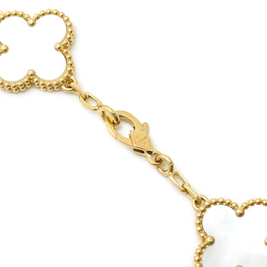 ヴァンクリーフアーペル Van Cleef & Arpels ヴィンテージアルハンブラ 5モチーフ VCARA41800 パールホワイト×イエローゴールド K18YG マザーオブ パール ブレスレット 白 750 18K YG シェル