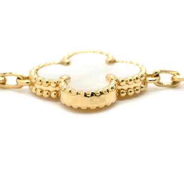 ヴァンクリーフアーペル Van Cleef & Arpels ヴィンテージアルハンブラ 5モチーフ VCARA41800 パールホワイト×イエローゴールド K18YG マザーオブ パール ブレスレット 白 750 18K YG シェル