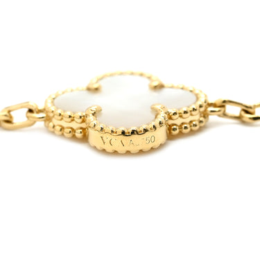 ヴァンクリーフアーペル Van Cleef & Arpels ヴィンテージアルハンブラ 5モチーフ VCARA41800 パールホワイト×イエローゴールド K18YG マザーオブ パール ブレスレット 白 750 18K YG シェル