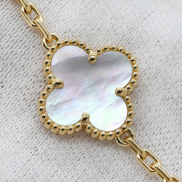 ヴァンクリーフアーペル Van Cleef & Arpels ヴィンテージアルハンブラ 5モチーフ VCARA41800 パールホワイト×イエローゴールド K18YG マザーオブ パール ブレスレット 白 750 18K YG シェル