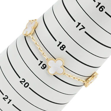 ヴァンクリーフアーペル Van Cleef & Arpels ヴィンテージアルハンブラ 5モチーフ VCARA41800 パールホワイト×イエローゴールド K18YG マザーオブ パール ブレスレット 白 750 18K YG シェル