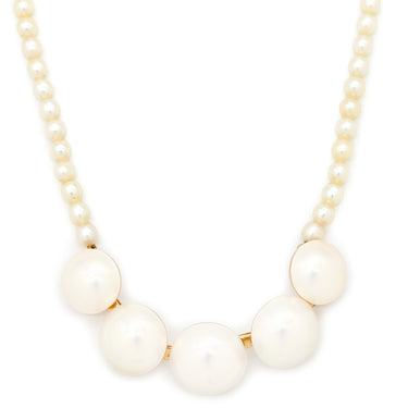 タサキ TASAKI マベパール パールホワイト×イエローゴールド K18YG パール ネックレス Au750 18K 18金 真珠 5P 5粒 グラデーション ライン アーチ