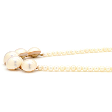 タサキ TASAKI マベパール パールホワイト×イエローゴールド K18YG パール ネックレス Au750 18K 18金 真珠 5P 5粒 グラデーション ライン アーチ