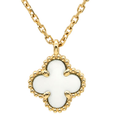 ヴァンクリーフアーペル Van Cleef & Arpels スウィート アルハンブラ ペンダント VCARF69100 パールホワイト×イエローゴールド K18YG マザーオブパール ネックレス 白 Au750 シェル