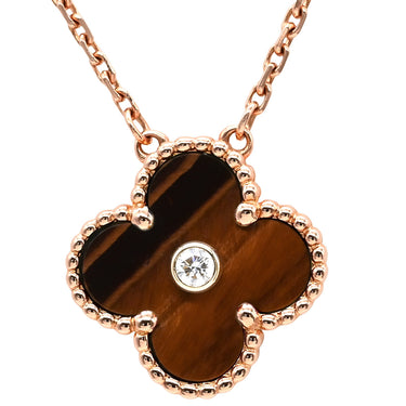 ヴァンクリーフアーペル Van Cleef & Arpels ヴィンテージ アルハンブラ VCARPOMV00 ブラウンXローズゴールド K18PG ダイヤモンド ブルズアイ ネックレス PG ブルズアイ 18K 750 2017年ホリデー 1Pダイヤ