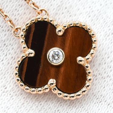 ヴァンクリーフアーペル Van Cleef & Arpels ヴィンテージ アルハンブラ VCARPOMV00 ブラウンXローズゴールド K18PG ダイヤモンド ブルズアイ ネックレス PG ブルズアイ 18K 750 2017年ホリデー 1Pダイヤ