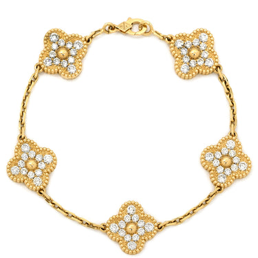 ヴァンクリーフアーペル Van Cleef & Arpels ヴィンテージアルハンブラ 5モチーフ VCARA41400 イエローゴールド K18YG ダイヤモンド ブレスレット K18 18K ダイヤモンド